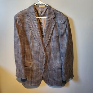J Riggings Vintage Sports Coat Men's 42L Grey Black Plaid Blazer